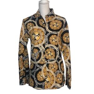 Silver Stone Geo Collection NWT Modern Fit Shirt Black & Yellow Print